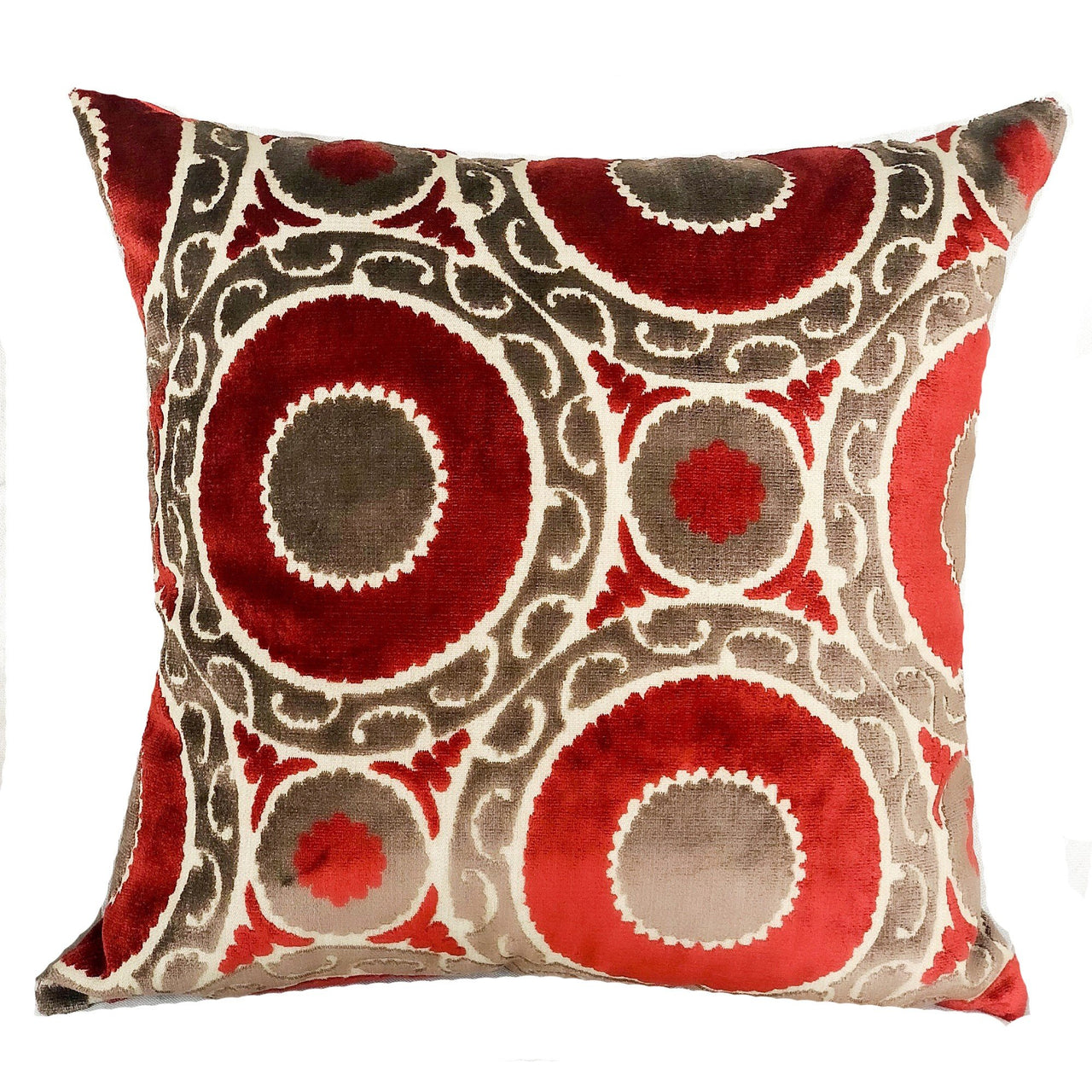 Madeline Red and Brown Handmade Luxury Pillow - 10 SIZES -