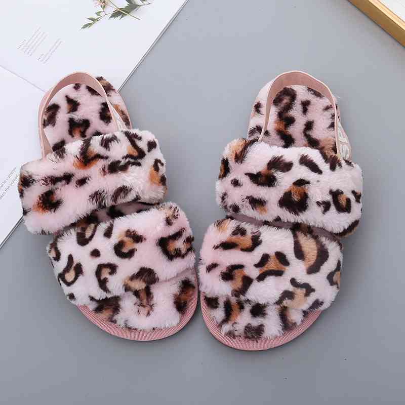 Faux Fur Open Toe Slippers - T - 10 COLORS/PATTERNS -