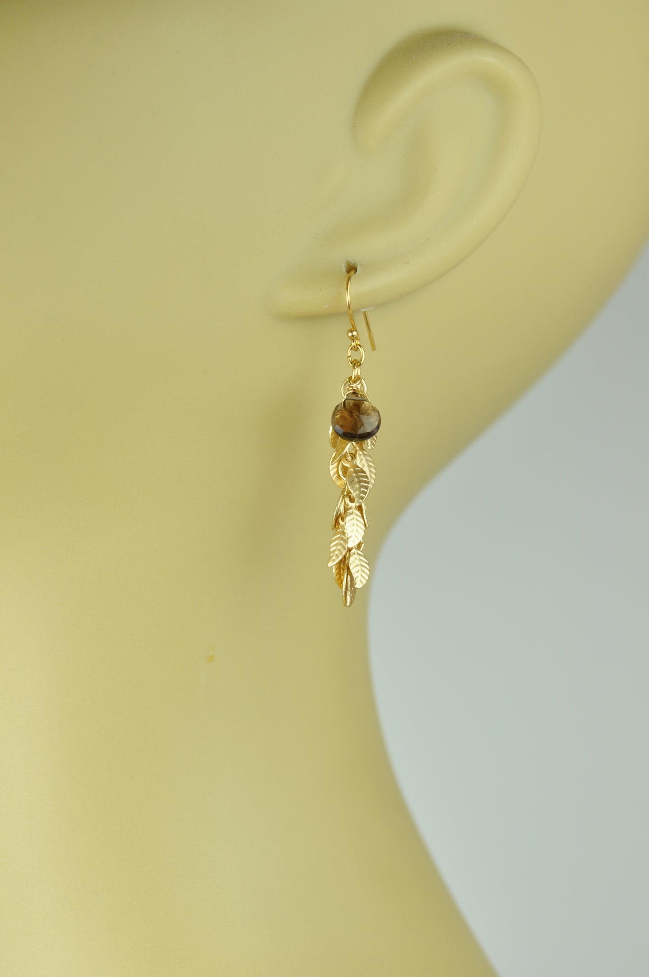 Gena Myint - Smoky Topaz and Leaf Cascade Earrings -