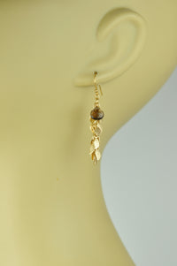 Thumbnail for Gena Myint - Smoky Topaz and Leaf Cascade Earrings -