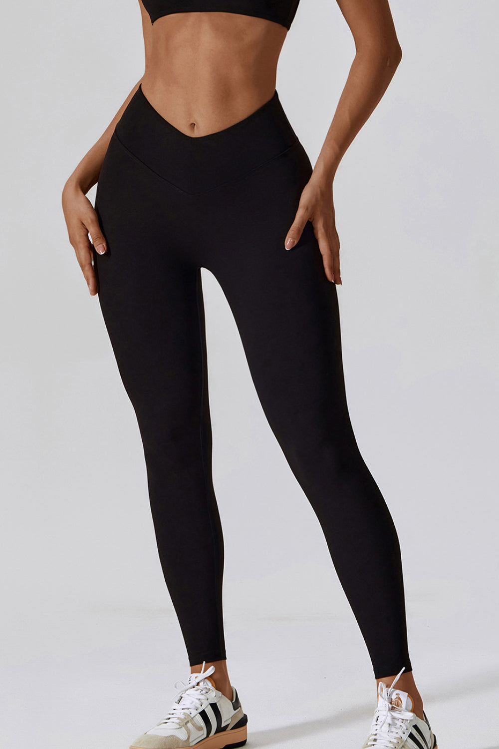 Slim Fit Wide Waistband Sports Leggings - T - 2 COLORS -