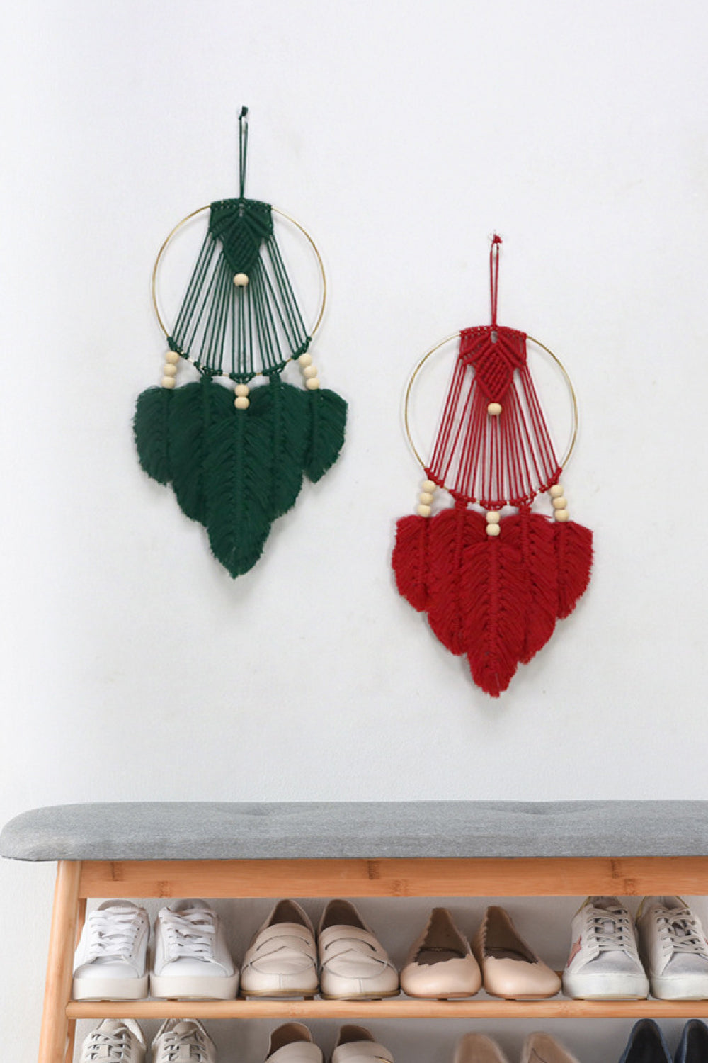 Feather Macrame Wall Hanging Decor - 21.6" X 9.8" - T - 2 COLORS -