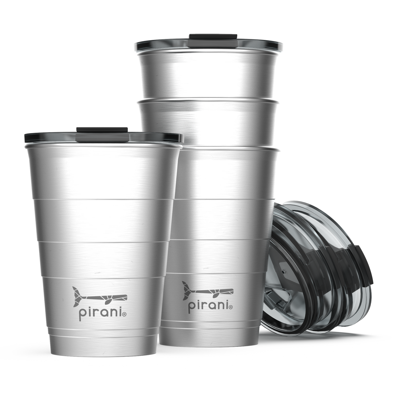 Pirani Life - Insulated 16 Oz. Party Tumbler - Pack of 14 Cups - 14 PCS. - 12 HOURS COLD / 6 HOURS HOT / STACKABLE / DISHWASHER SAFE! - 8 COLORS -