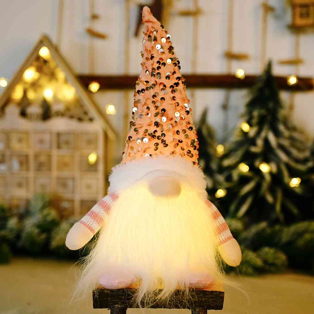 Sequin Light-Up Christmas Gnomes - 11.8" - [5-10 DAY DELIVERY] - T - 3 COLORS / 1 SIZE -