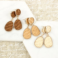 Thumbnail for Woven Straw Dangle Drop Earrings - 3 COLORS -