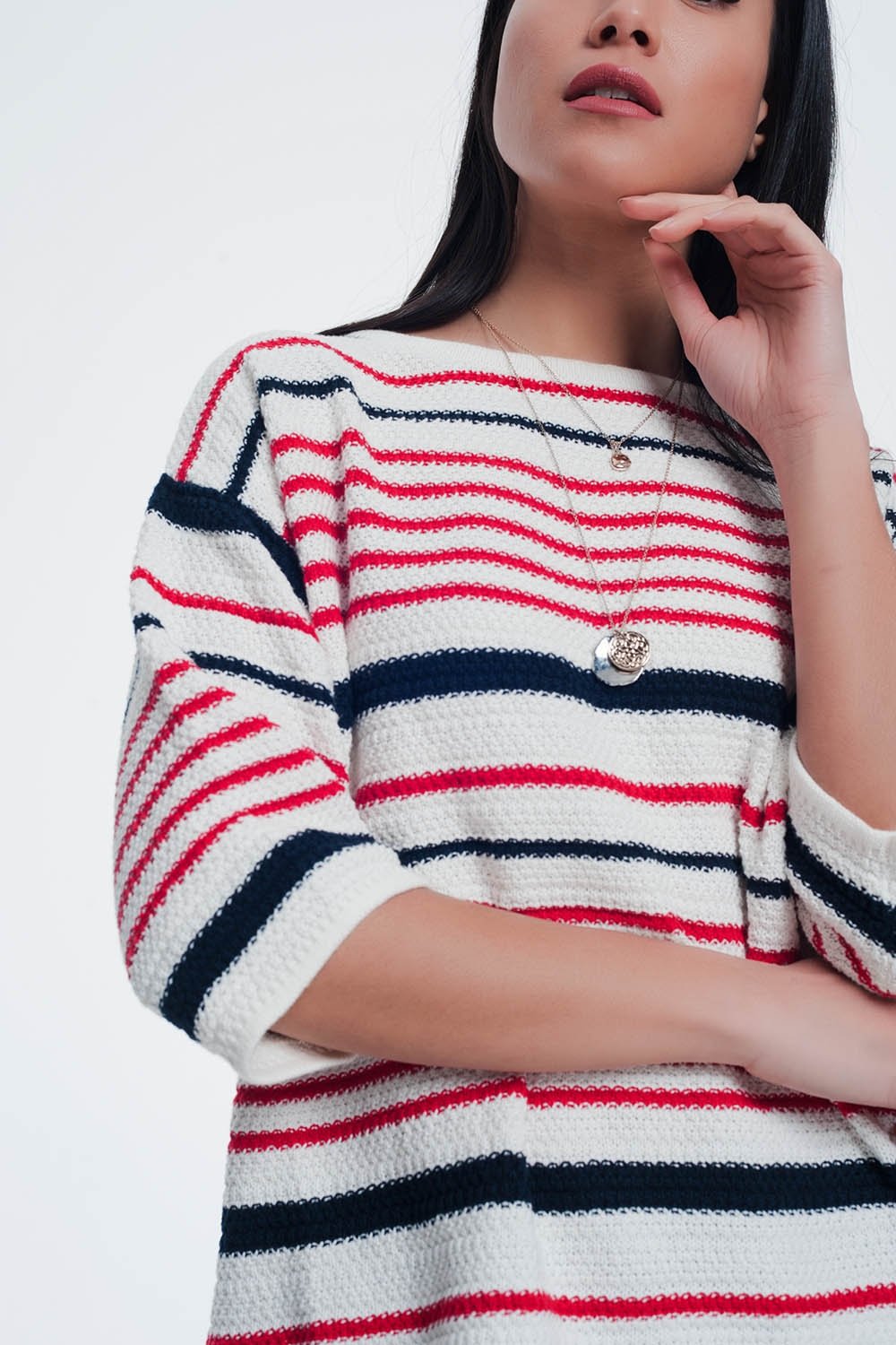 Q2 - Knitted Striped Sweater in Cream Color - SM., M. ONLY - 1 COLOR -