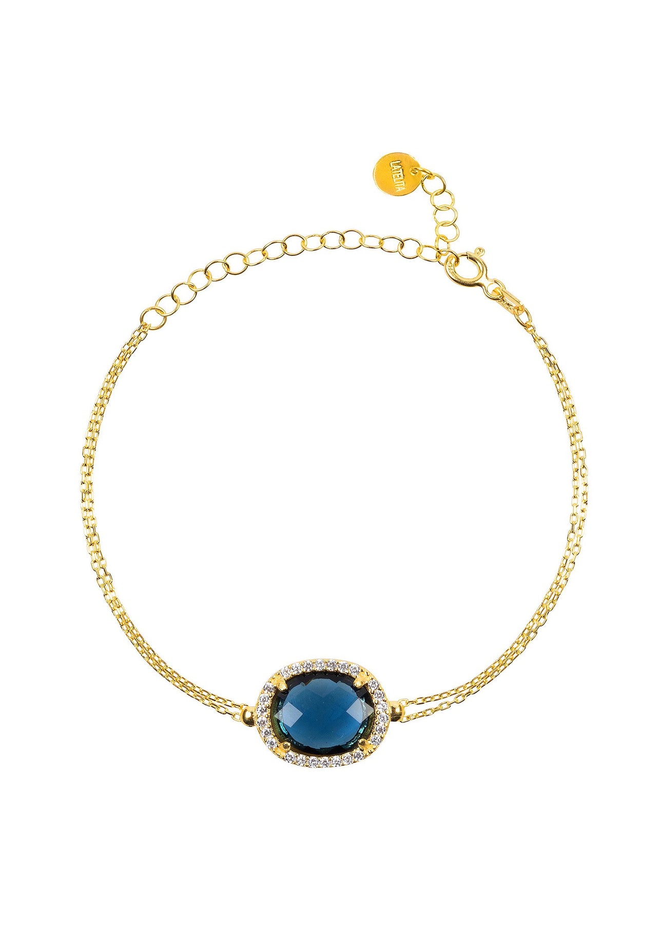 LATELITA - Beatrice Oval Gemstone Bracelet Gold Sapphire Hydro -