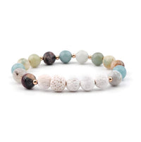 Thumbnail for Lava Stone Essential Oil Bracelet - Amazonite and White -