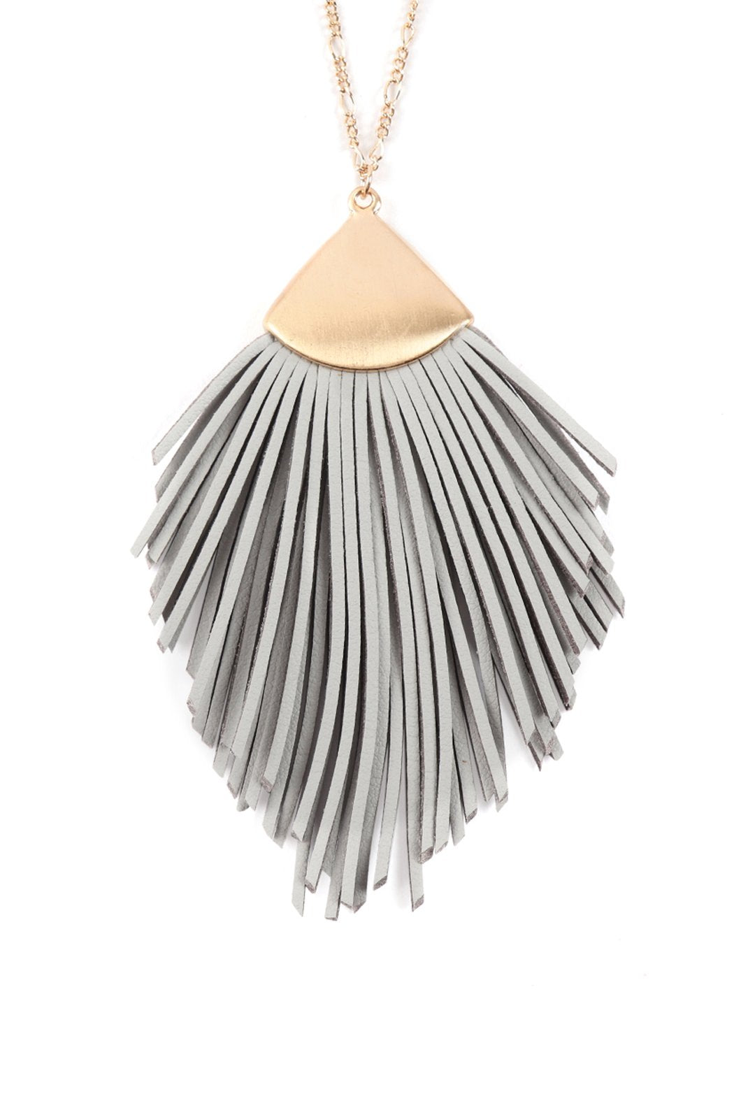 Feather Shape Pu Leather Tassel Necklace - 8 COLORS -