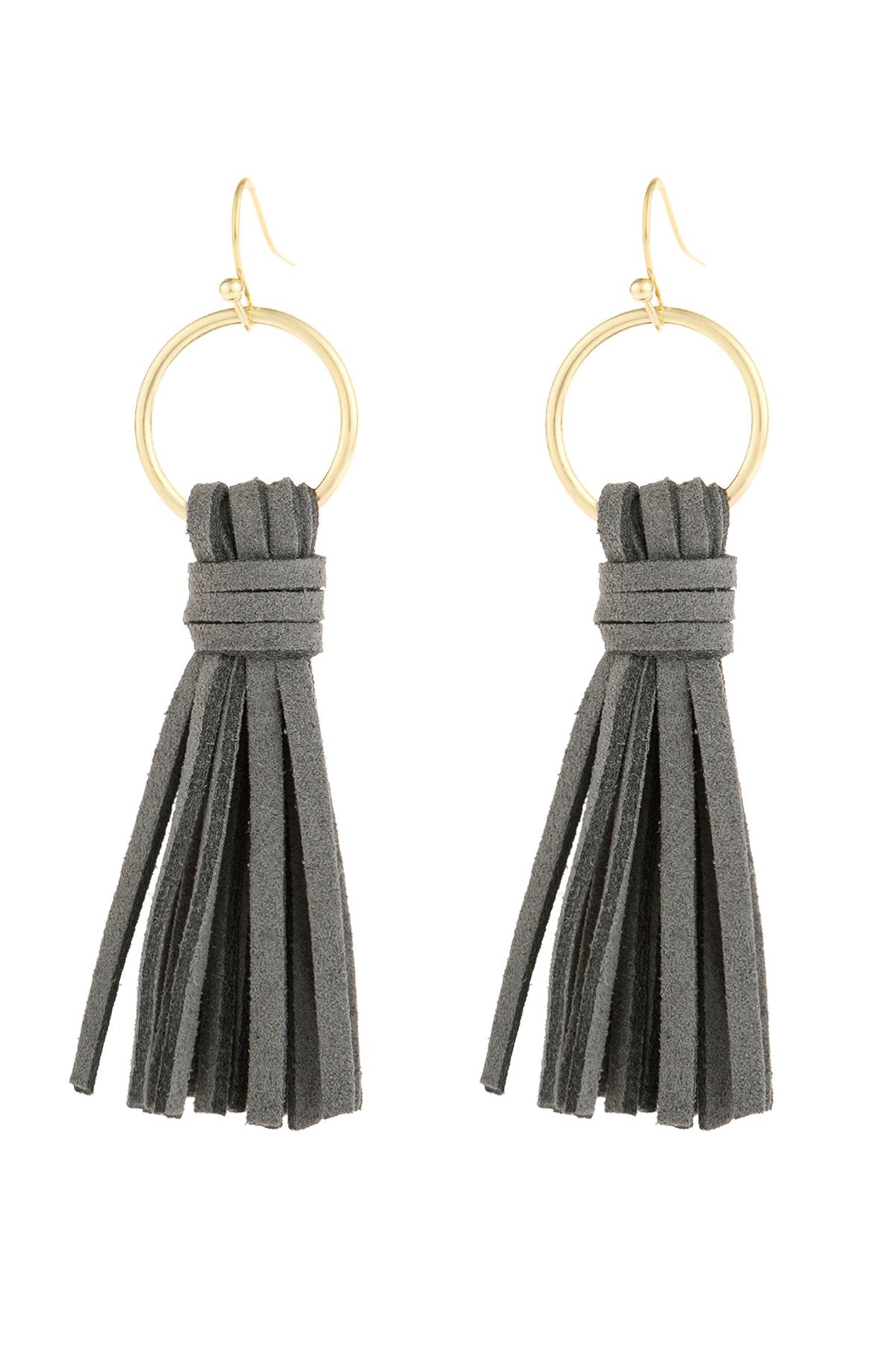 Riah Fashion - Leather Tassel Earrings - 14 COLORS -