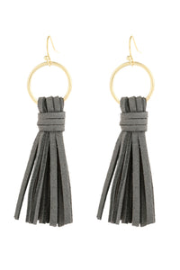 Thumbnail for Riah Fashion - Leather Tassel Earrings - 14 COLORS -