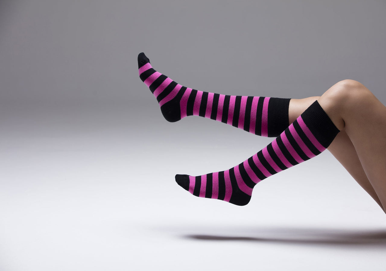 Women's Stylish Stripe Knee High Socks Set - 5 PACK -