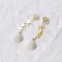 Thumbnail for Crystal Star Porcelain Seashell Earrings -