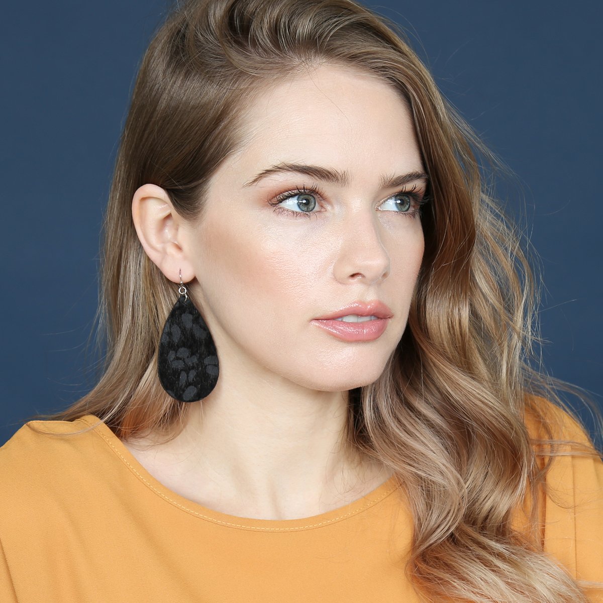 Leopard Print Fabric Fish Hook Teardrop Earrings - 5 COLORS -