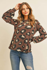 Thumbnail for Riah Fashion - Puff Sleeved Leopard Print Top - 4 COLORS -