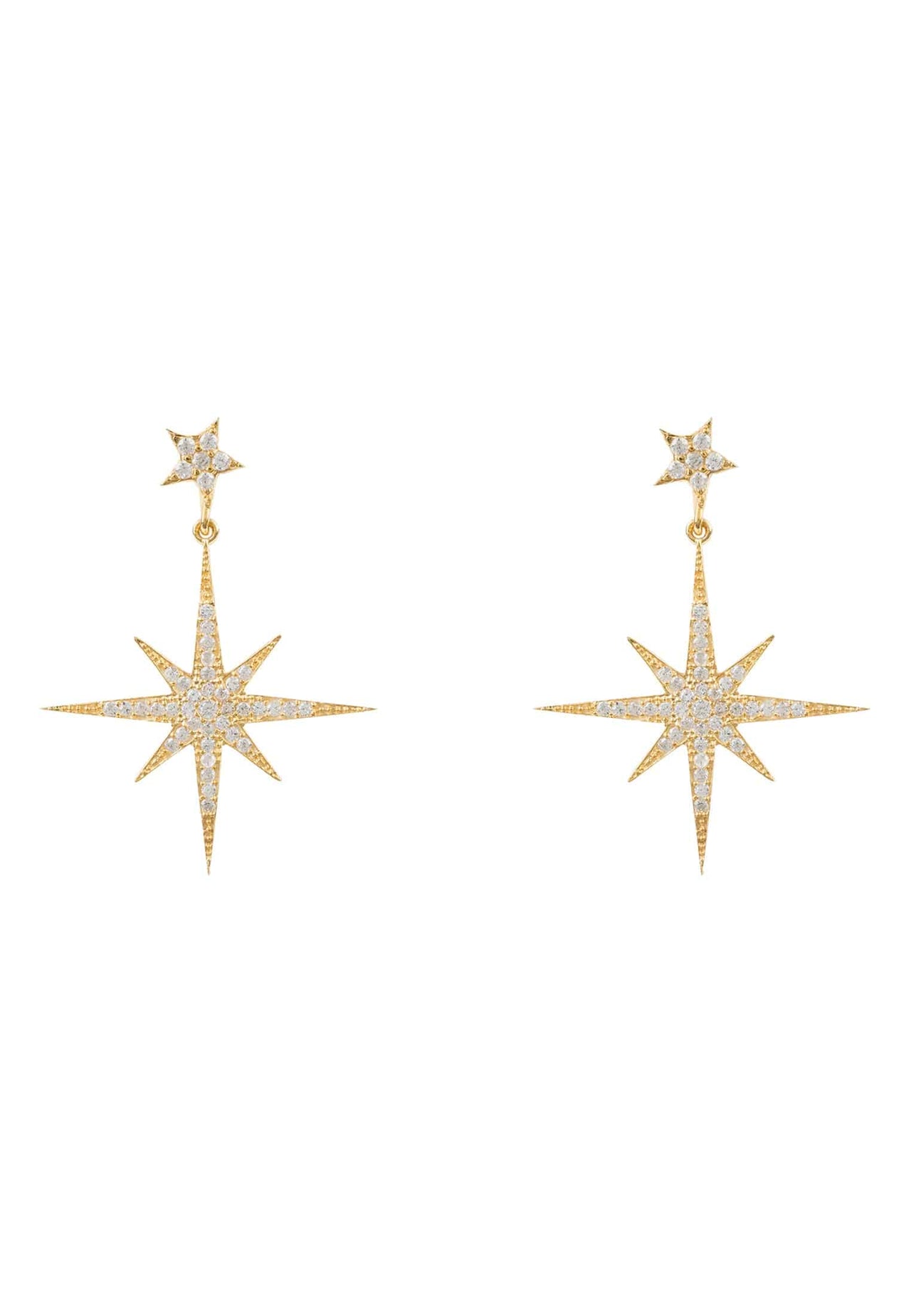 LATELITA - Petite Star Burst Drop Earrings Gold -