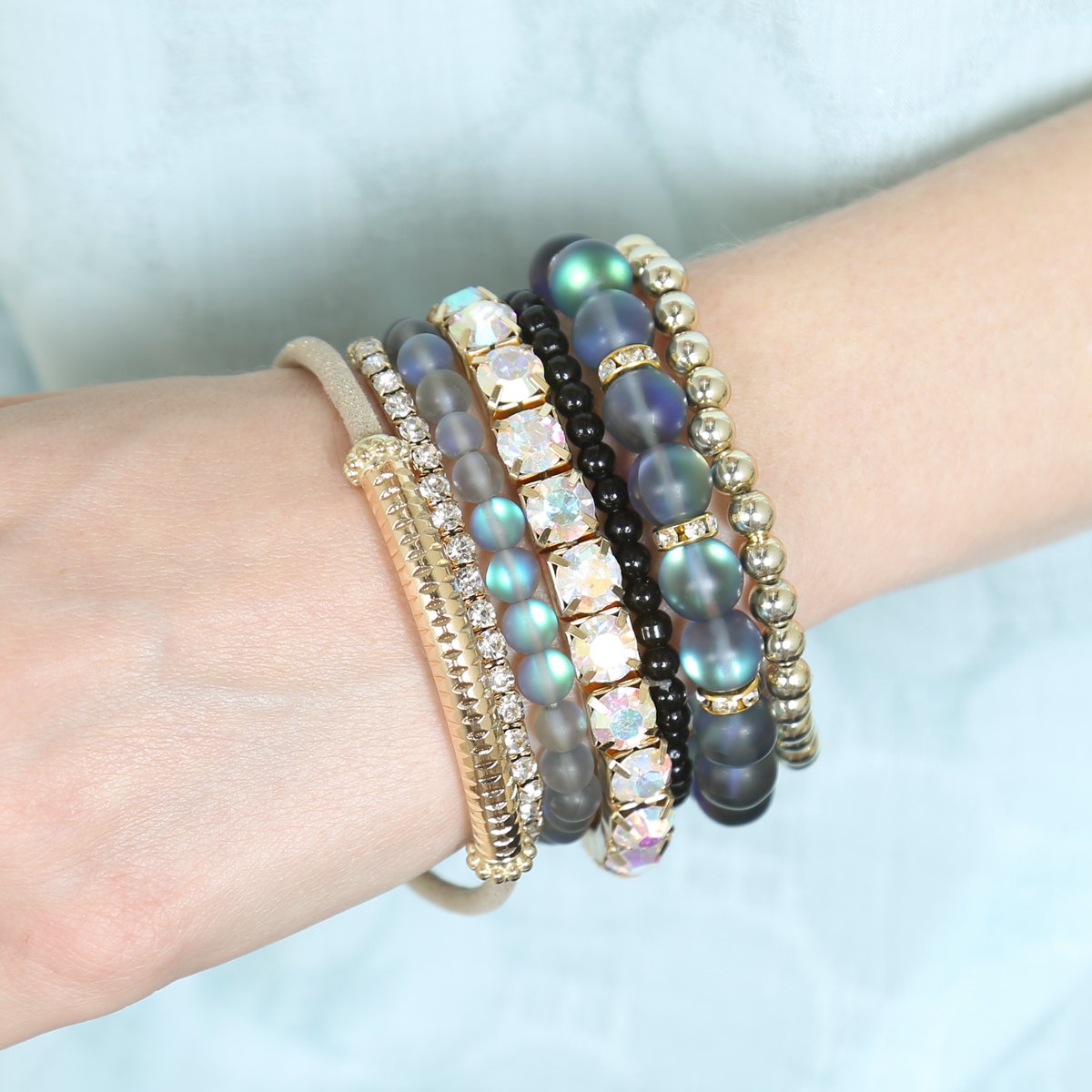 Mermaid Glass Stretch Bracelet - 7 COLORS -