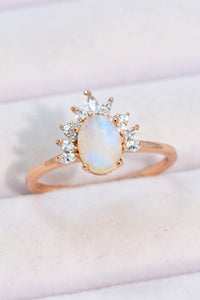 Thumbnail for 18K Rose Gold-Plated Natural Moonstone Ring - T - SIZES 6 THRU 9 - 1 FINISH -