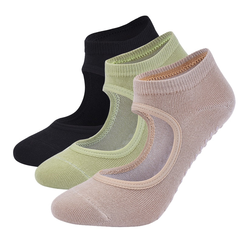 Women  Pilates Socks - Anti-Slip - Breathable, Backless Yoga Socks - Ankle, Ballet Dance Sports Socks - [26 DAY DELIVERY] - 13 COLORS -