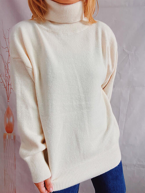 Turtleneck Long Sleeve Sweater - 1 OVERSIZE - T - 6 COLORS -