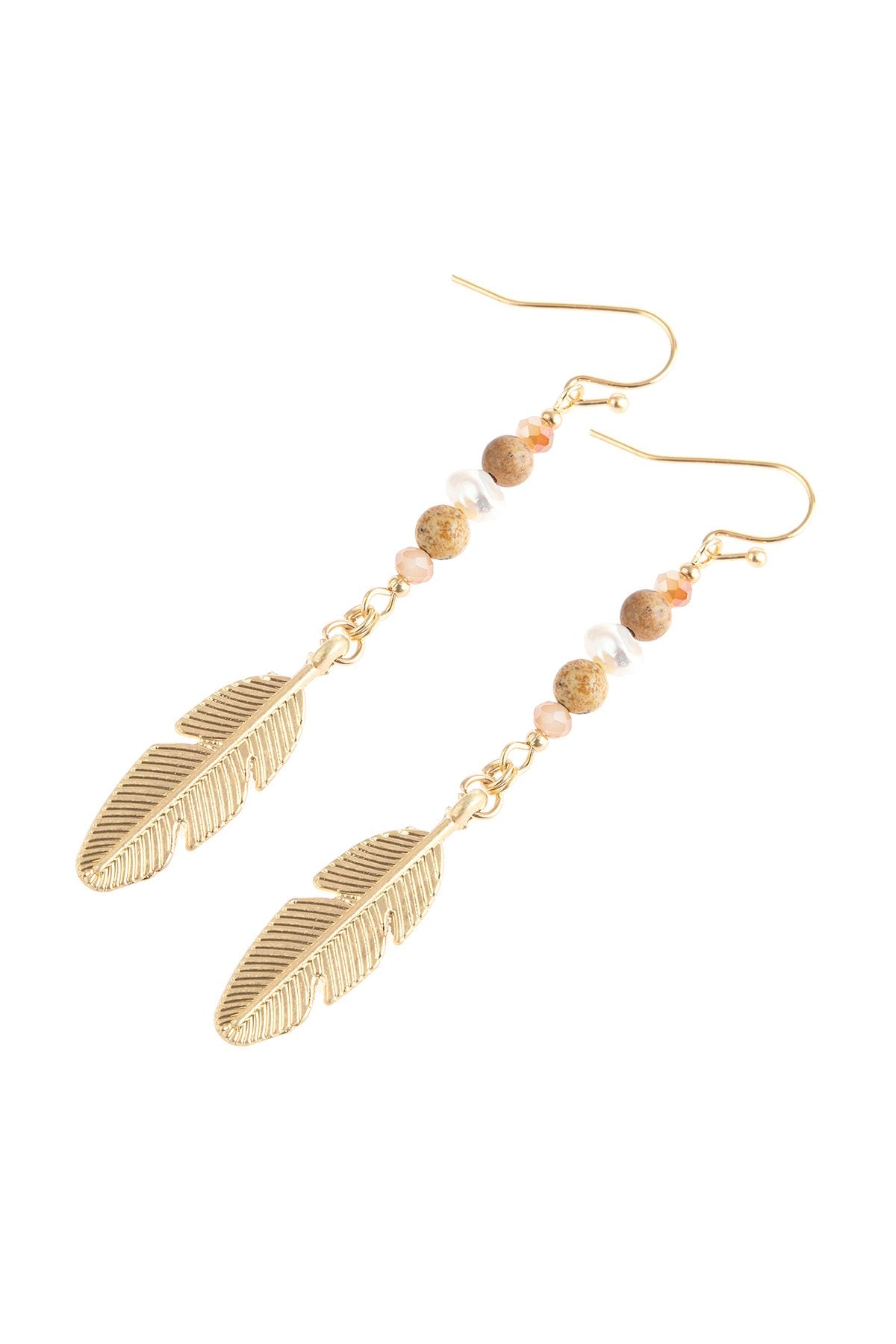 Cast Feather Dangle Earrings - 8 COLORS -