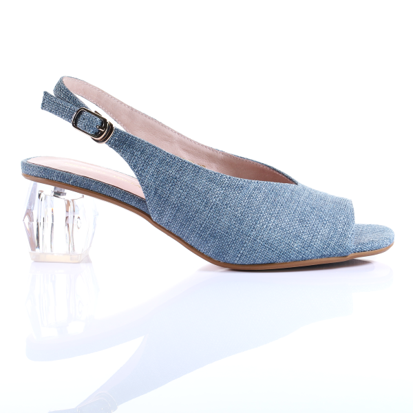 Crystal Clear Heel Open Toe Pumps (Light Blue)