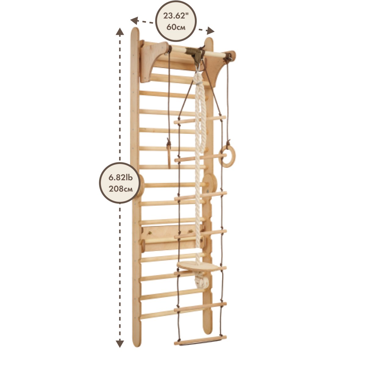 Wooden Swedish Wall / Climbing Ladder for Children + Swing Set