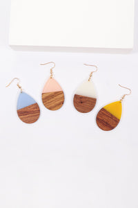 Thumbnail for Riah Fashion - Homaica Wood Pearshape Drop Earrings - 4 COLORS -