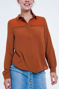 Thumbnail for Q2 - Front Insert Blouse Orange - 1 COLOR -