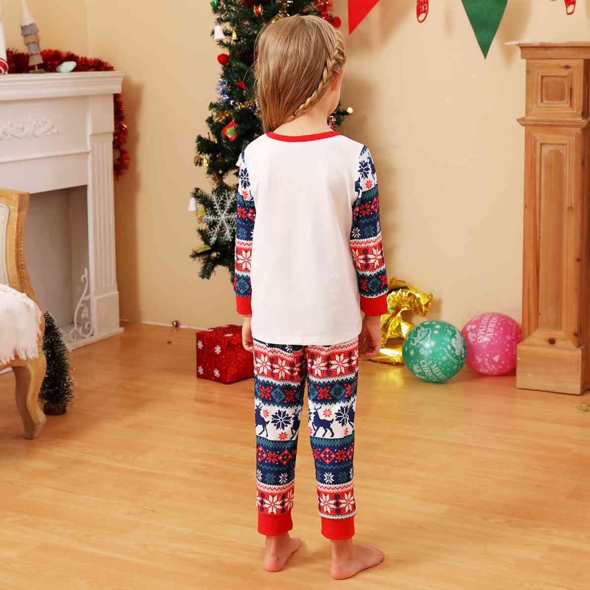 KIDS MERRY XMAS Reindeer Graphic Top and Pants Set - T -