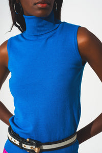 Thumbnail for Q2 - Knitted Tank Jumper in Blue - 1 COLOR -