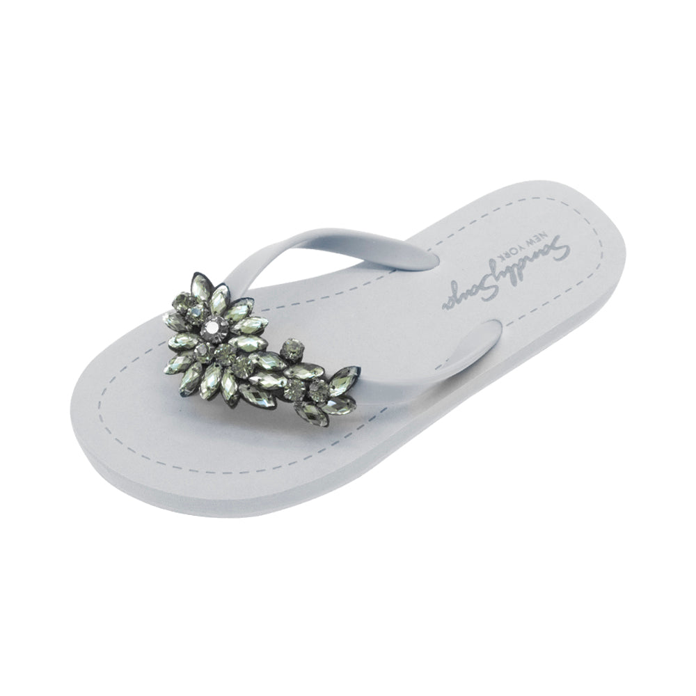 SAND BY SAYA N.Y. - Manhattan Black - Rhinestone Flat Flip Flops Sandal - 5 COLORS -