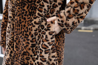 Thumbnail for Sharon Tatem - Faux Fur - Leopard Print - Rabbit Tailored Collar - Warm Thick X-Long Coat Long Sleeve Jacket -