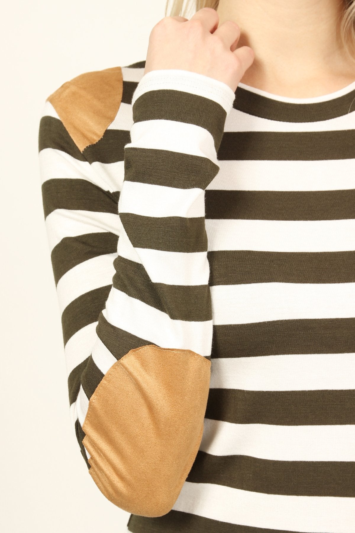 Riah Fashion - Suede Detail Striped Top - 6 COLORS -