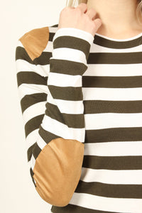 Thumbnail for Riah Fashion - Suede Detail Striped Top - 6 COLORS -