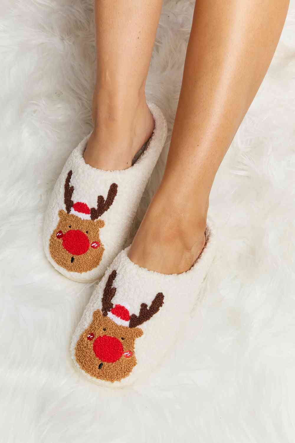 Melody Rudolph Print Plush Slide Slippers - T - 2 COLORS -