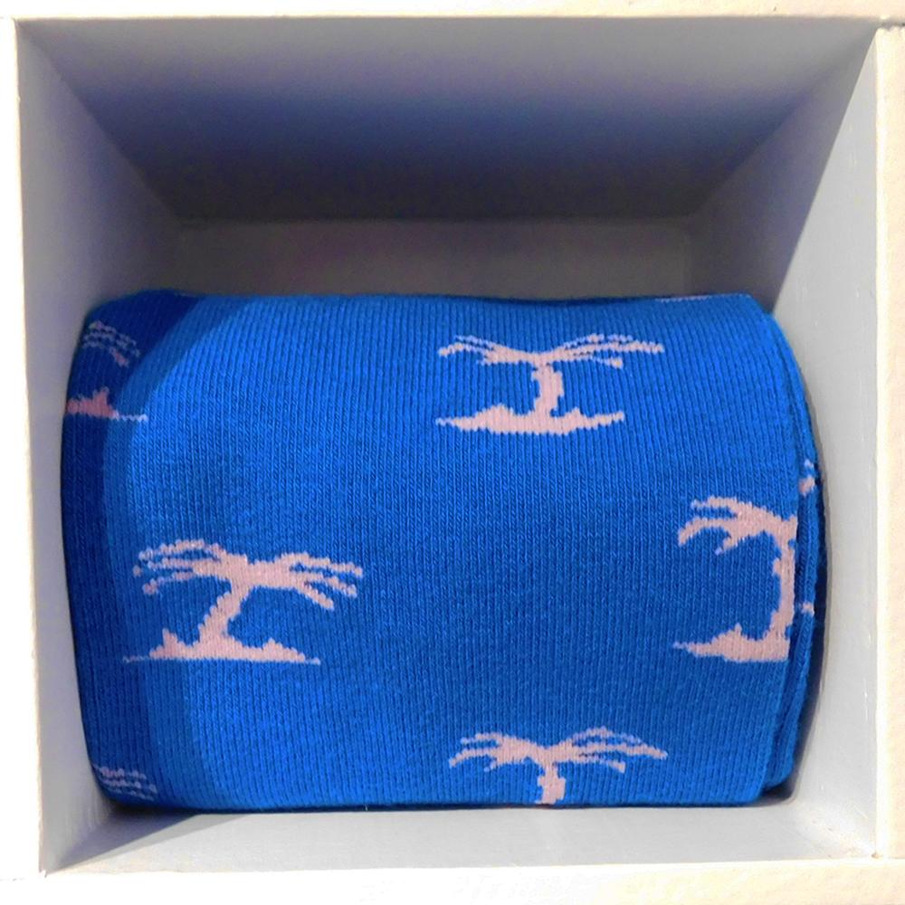 Summer Ties - Palm Tree Socks - Men's Mid Calf - Blue - 1 COLOR -