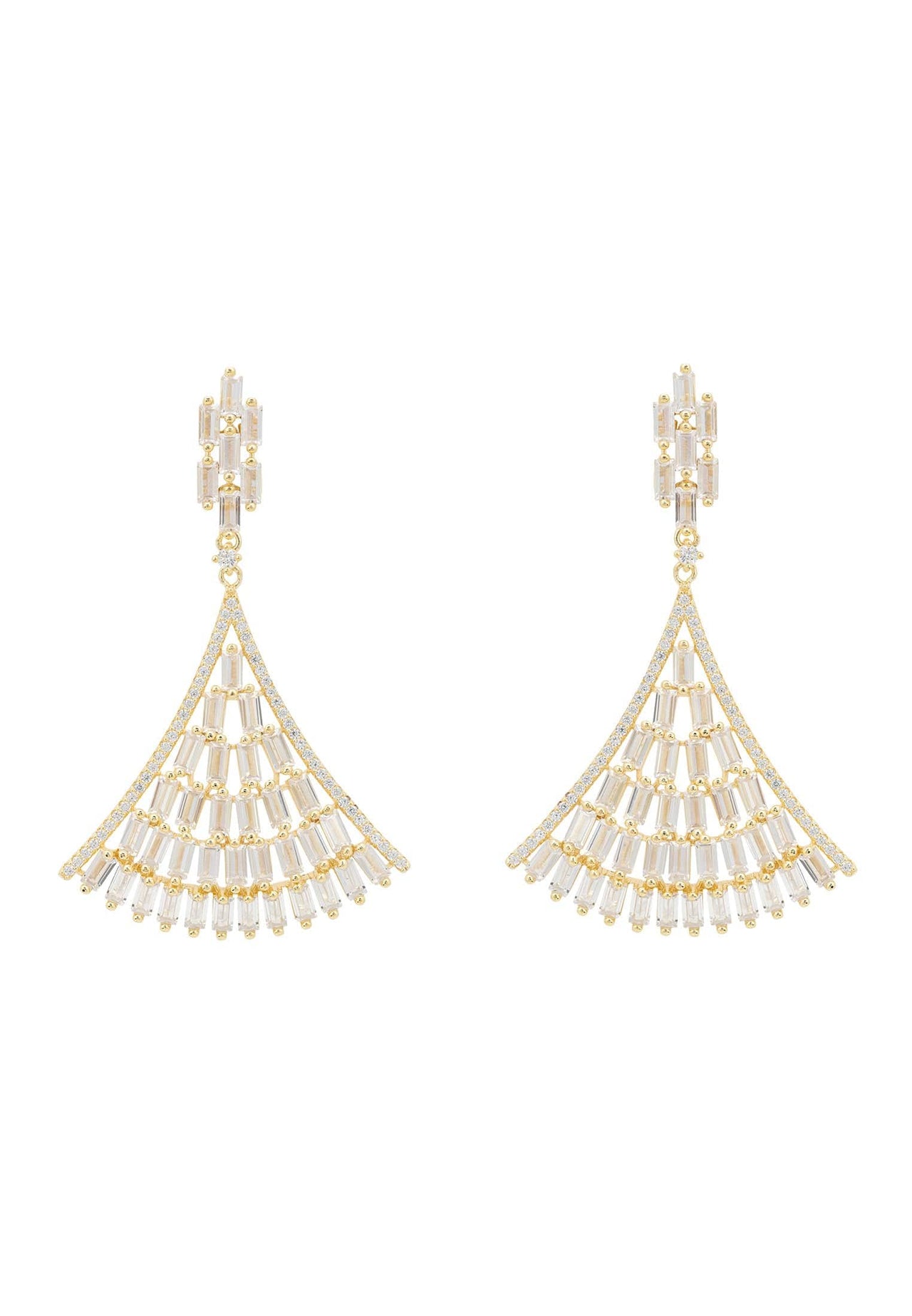 LATELITA - Baguette Fan Tail Earrings Gold -