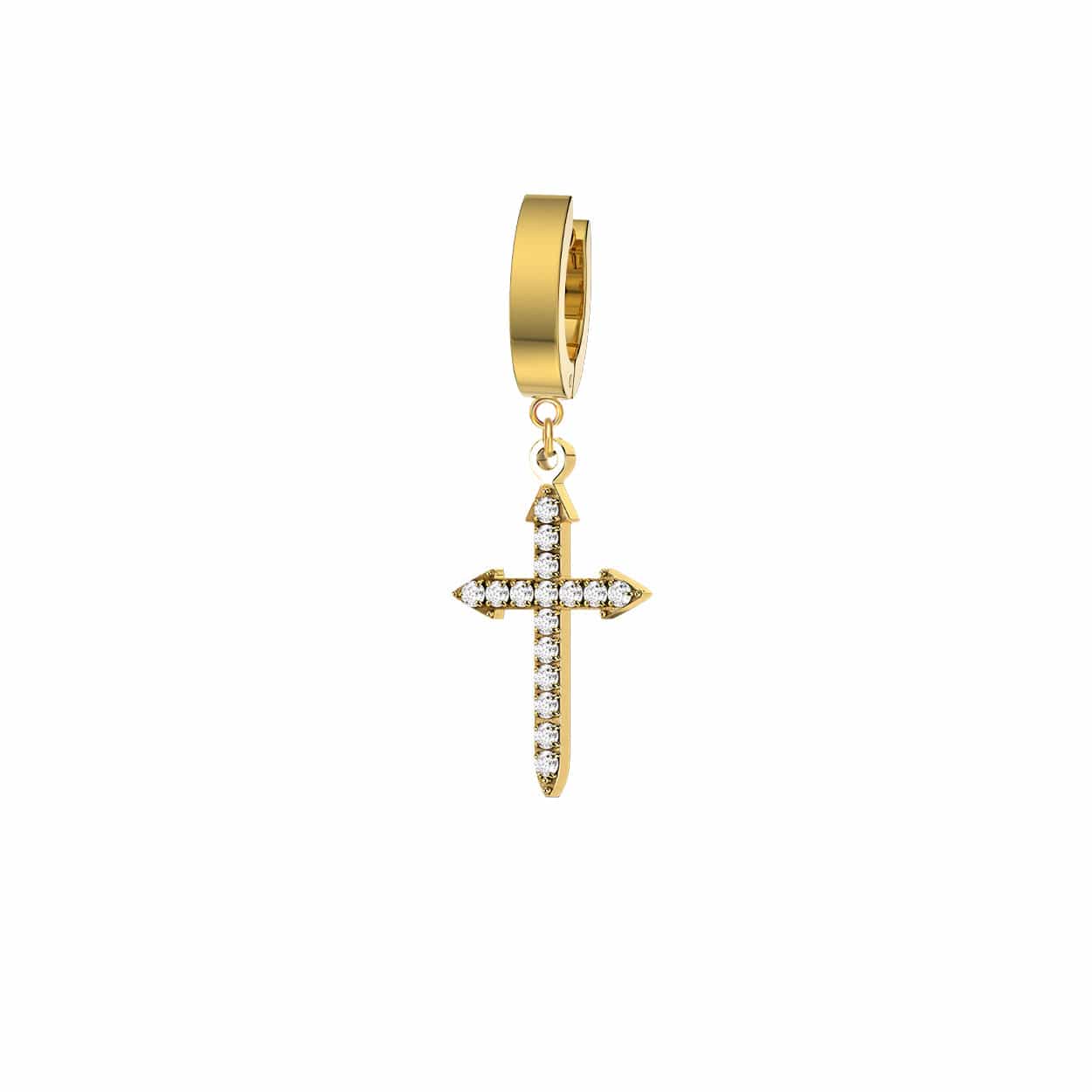 Mister - Gem Cross Earring - SINGLE OR PAIR - 3 COLORS -