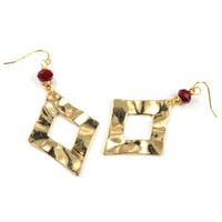 Thumbnail for Christy Jean - Crystal Earrings in Gold Triangle Drop -