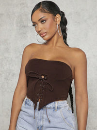 Thumbnail for Lace-Up Strapless Bustier - T - 1 COLOR -