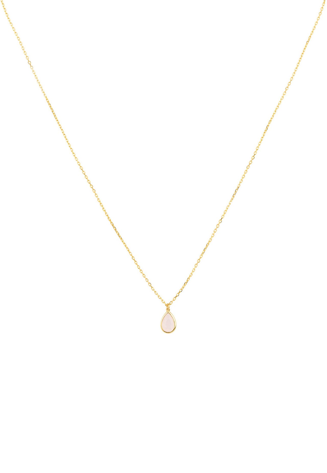 LATELITA - Pisa Mini Teardrop Necklace Gold Rose Quartz -