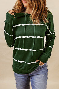 Thumbnail for Drawstring Striped Dropped Shoulder Hoodie - T - 2 COLORS -