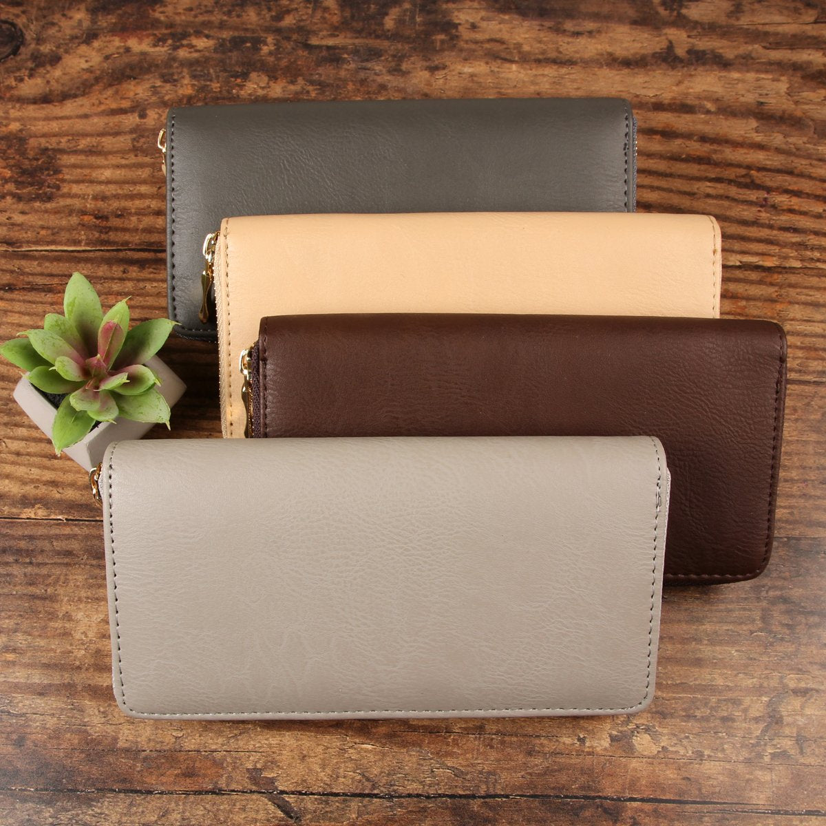 Riah Fashion - Classic Single Zipper Wallet - 13 COLORS -