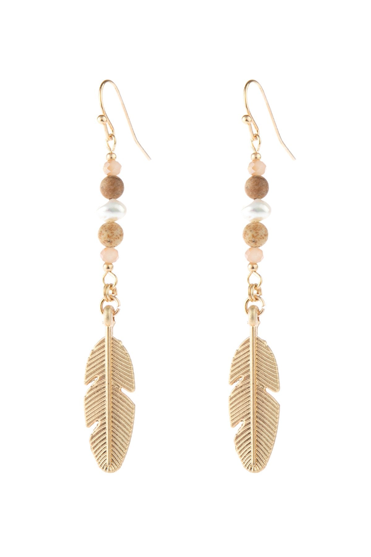 Cast Feather Dangle Earrings - 8 COLORS -