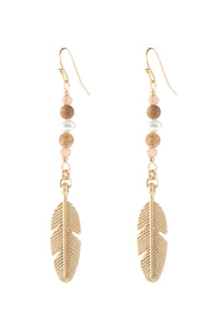 Thumbnail for Cast Feather Dangle Earrings - 8 COLORS -