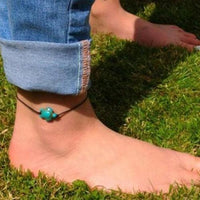 Thumbnail for Carved Boho Turquoise Turtle Anklet Ankle Bracelet -