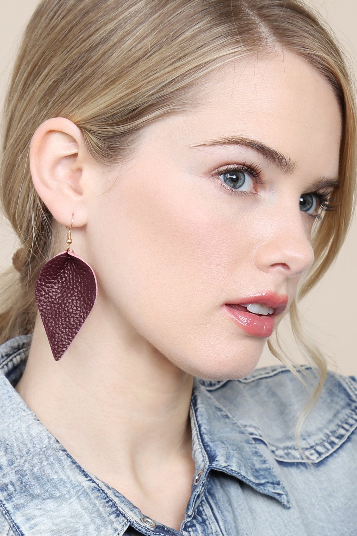 Teardrop Shape Pinched Leather Earrings - 18 COLORS -