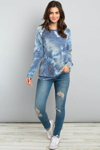 Thumbnail for Riah Fashion - Tie Dye Long Sleeve Top With Kangaroo Pocket - 4 COLORS -