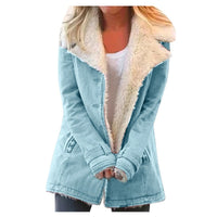 Thumbnail for Autumn and winter solid color plush lapel mid-length coat - K - 9 COLORS -